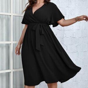 SCOMCHIC Womens Plus Size  Midi Dress Summer Short Sleeve